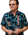 Navy Blue Deco Printed Linen SS Button-up Shirt - Hott Item!