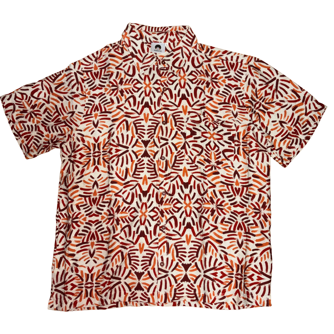 80’s AFRICAN PATTERN RAYON SHIRT African Markings Heritage SS Shirt - Ochre – Seamartist