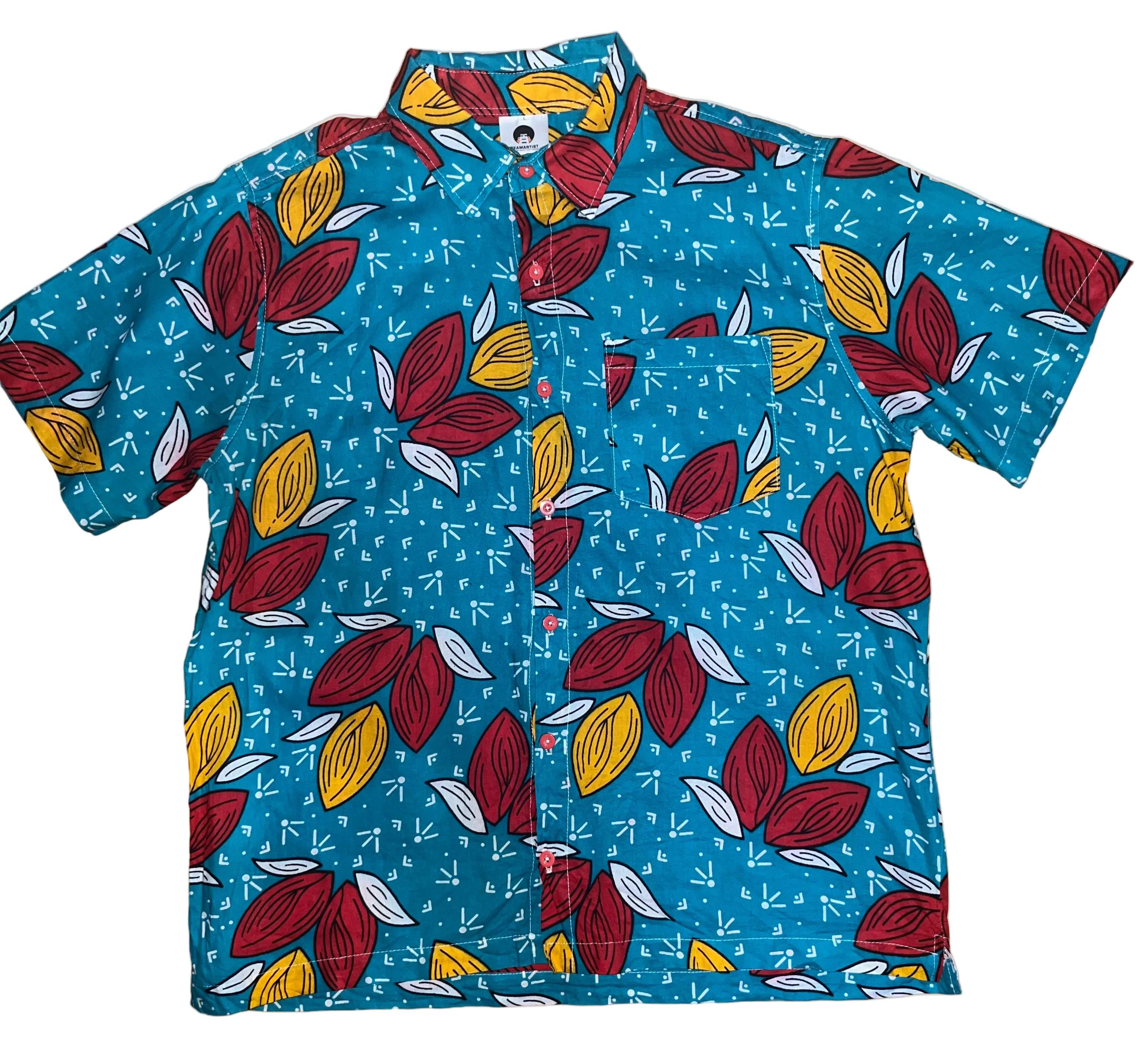 Turq & Red leaves Heritage Shirt SS
