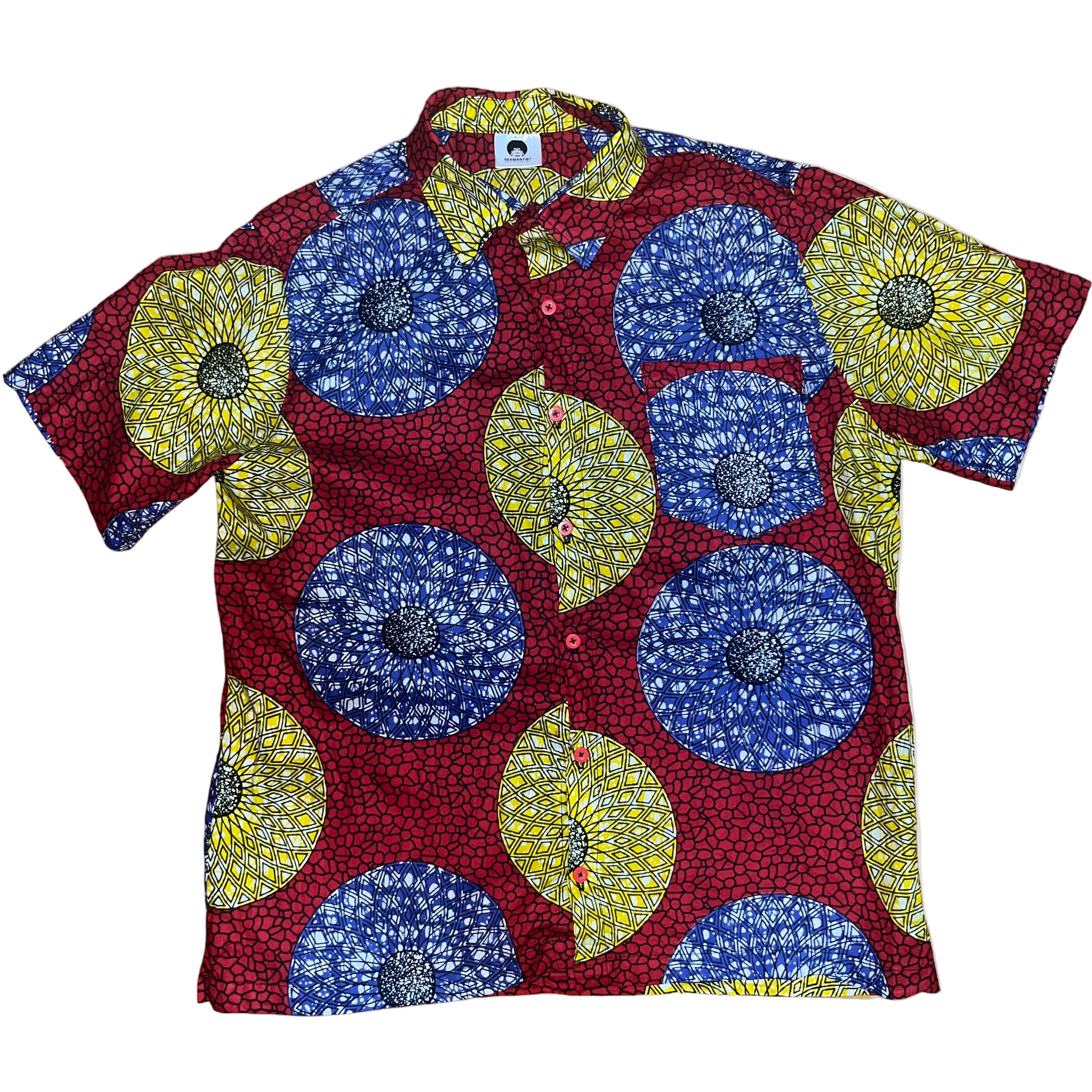 Red Blue Circle Geo Heritage Shirt SS