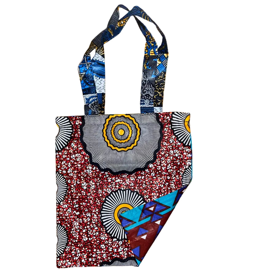 Wax Print Shopper / Book Bag - Long Handle