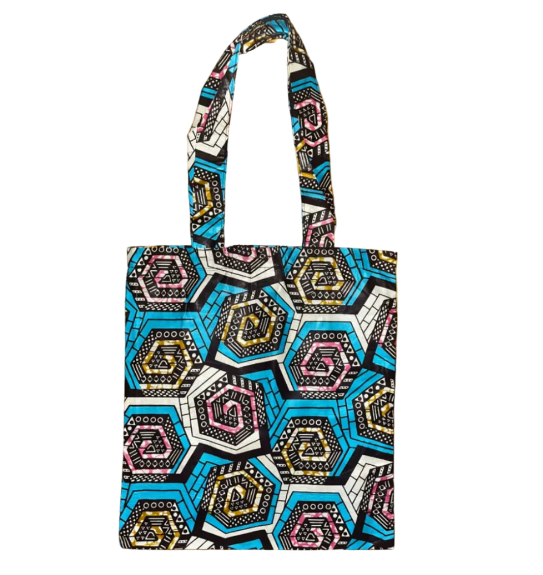 Wax Print Shopper / Book Bag - Long Handle
