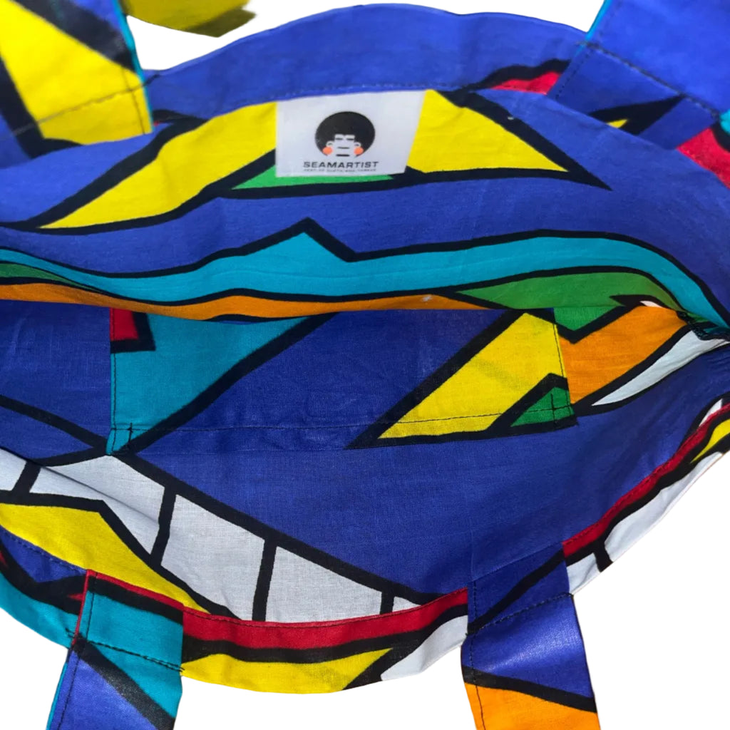 Wax Print Shopper / Book Bag - Long Handle